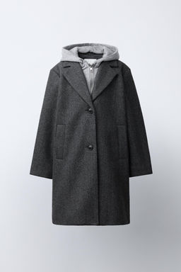 LONG COAT WITH REMOVABLE HOODIE