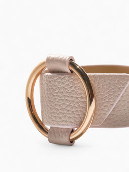 Браслет кожа Помпеи захват, светло-бежевый в золоте, 24 см