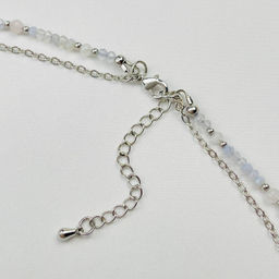 Колье двойное из Голубого агата Халцедон и Розового кварца - Радуга самоцветов фото 3