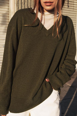 OVERSIZED 100% WOOL KNIT SWEATER - Zara фото 8