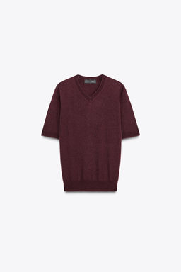 100% WOOL KNIT SWEATER SHORT SLEEVE - Zara фото 5