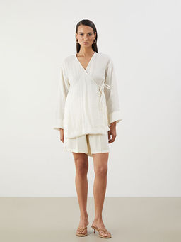 Kruvaze Yaka Dokulu Kad?n Kimono