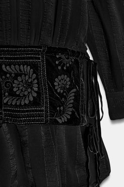 ZW COLLECTION CONTRAST DRESS WITH EMBROIDERED SASH - Zara фото 7