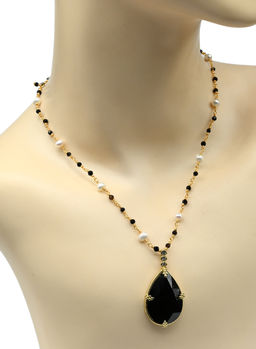 Бусы с подвеской Капля из лабрадора, 78см - Радуга камня фото 6