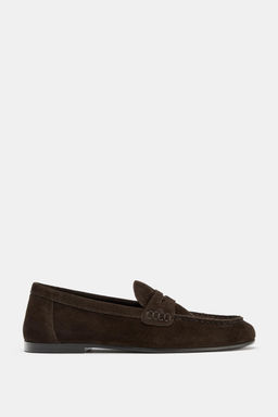 TOPSTITCHED SPLIT SUEDE LOAFERS - Zara фото 9