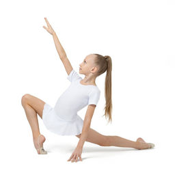 Купальник гимнастический Grace Dance, с юбкой, с коротким рукавом, р. 34, цвет белый  фото 6
