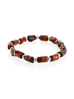 Стильный красивый браслет из натурального янтаря и бисера