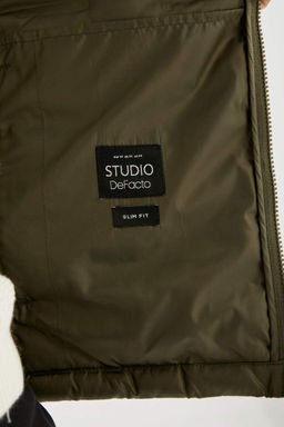 Облегающая куртка-пуховик с водоотталкивающим воротником-стойкой - Defacto фото 6