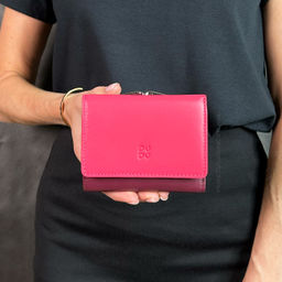 Итальянский женский кожаный кошелек DuDu серии Corsica | малиновый - Dudubags фото 6