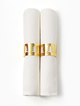 Набор салфеток сервировочных «Этель» Golden deer, 40×40 см - 2 шт., с декоративными кольцами, 100% лён