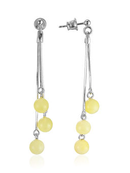 Легкие нарядные серьги из янтаря на замочках-гвоздиках Рябина