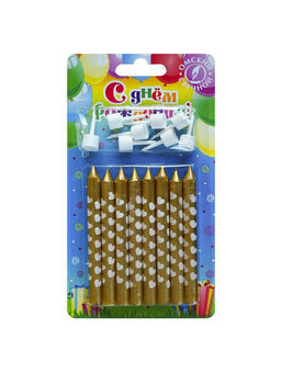 Свеча в торт «Сердечки», 8 шт., золотые