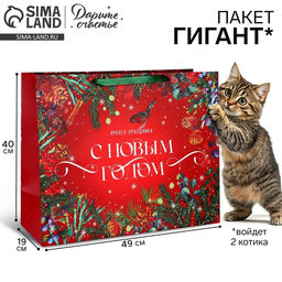 Пакет подарочный новогодний ламинированный «С Новым годом», XL 49×40×19 см