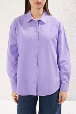 Mor Loose Fit Pamuklu Dokuma Gomlek TWOAW20GO0107
