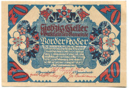 Банкнота 70 геллеров 1920 года Австрия  Фордерштойдер (нотгельд)