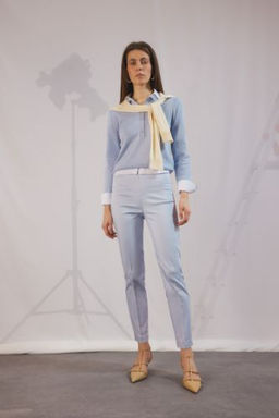 Sigaret Saten Kumas Pantolon Normal Bel Basic Duz Beli Lastikli Duz Paca