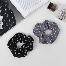 Цена за 6 шт. Резинки для волос «Орбита», набор 2 шт., горох колор, 10 см, чёрные, серые