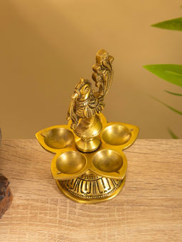 Подставка под благовония с 5 лепестками Жар Птица латунь 9,5х9,5х14 см - Simaland фото 4