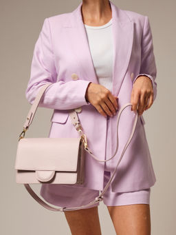 Сумка кожаная через плечо Deboro 30574 розовый дым