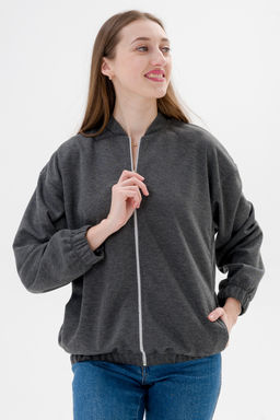 Бомбер из коттон фита антрацит