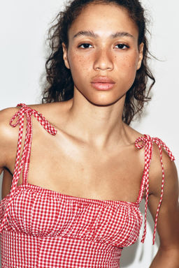 TOP FRUNCES CUADRO VICHY / Rojo / Blanco - Zara фото 2