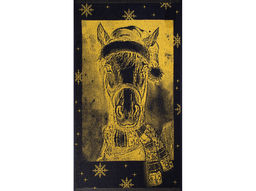 Полотенце махровое 6с103.412ж1 Лошадь новогодняя(т.желтый) 50х90см