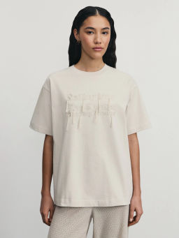 Футболка из хлопка с вышивкой / Zarina  фото 4