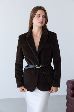 Kahverengi Kemerli T_yl_ Ka_e Regular/Normal Kal_p Blazer Blazer Ceket TWOAW26BC00041