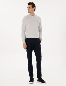 Lacivert Slim Fit Kanvas Pantolon