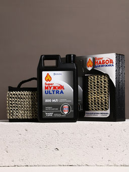 Подарочный набор Super Ultra, гель для душа канистра 500 мл и мочалка лента, HARD LINE  фото 2