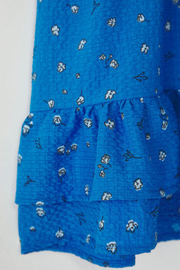 Mavi K?z Cocuk Bask?l? K?sa Kol Dokulu Dokuma Elbise TKDSS25EL00032 - Trendyolmilla фото 3