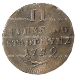 2 пфеннига 1759 года Германские государства  Аусбург