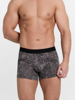 Цена за 2 штуки! Трусы мужские боксеры серые с принтом в виде тату тату на сером 411221