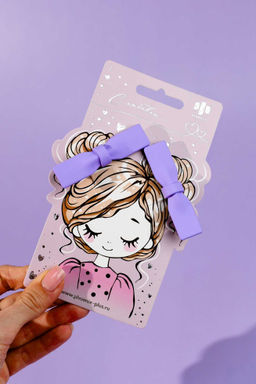 Набор заколок для волос зажим, арт. 71788 / 10 БАНТИКИ (в наборе: 2шт., 6,3 см, черный металл, полиметилметакрилат, цвет: сиреневый, подложка из мелованного картона + ПЭТ-пакет с европодвесом)