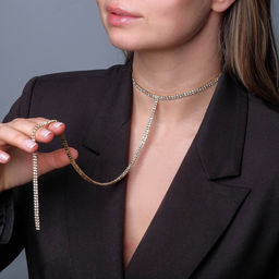 Чокер Лёд притягательный, цвет белый в золоте, 54.5 см