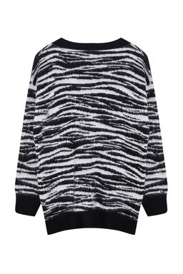 Siyah Yumusak Dokulu Zebra Desenli Triko H?rka TWOAW25HI00239 - Trendyolmilla фото 7