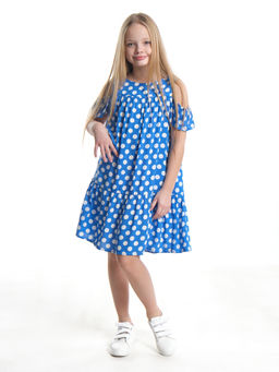 Платье в горох 22-7180 голубой горох