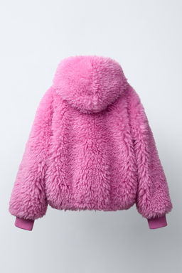 FAUX FUR HOODED JACKET - Zara фото 4