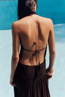 SMOCKED HALTER DRESS - Zara фото 5