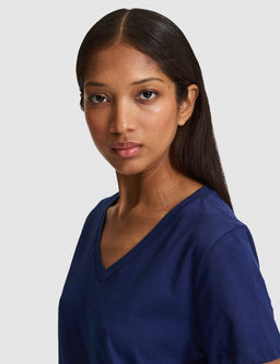 Lacivert Regular Fit V Yaka Basic Ti__rt