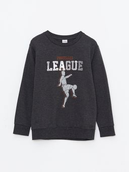 Bisiklet Yaka Bask?l? Uzun Kollu Erkek ?ocuk Sweatshirt - Waikiki фото 3