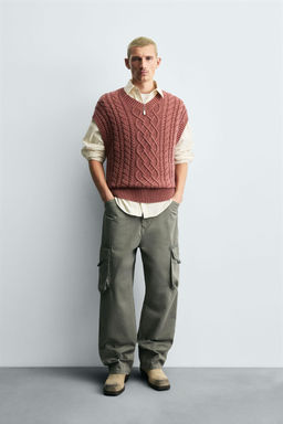 CABLE-KNIT TEXTURED VEST