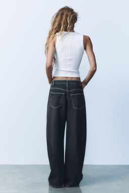 TRF RELAXED FIT HIGH-WAIST JEANS WITH PLEATS - Zara фото 5