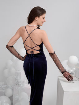 Платье из бархата с открытой спиной OD-690-1 - Tantino фото 5