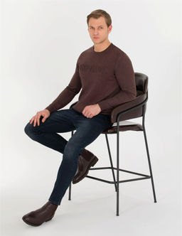 A__k Kahverengi Slim Fit Bisiklet Yaka Triko Kazak