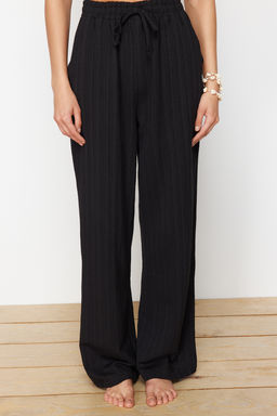 Siyah Dokuma Dokulu Bluz Pantolon Plaj Tak?m TBESS24AU00076