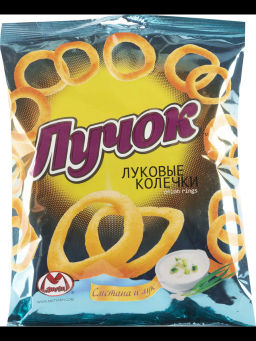 35 г (КОЛЬЦА) Лучок со вкусом СМЕТАНЫ и ЛУКА чипсы картофельные вес 35 г*25 шт (Матяш)