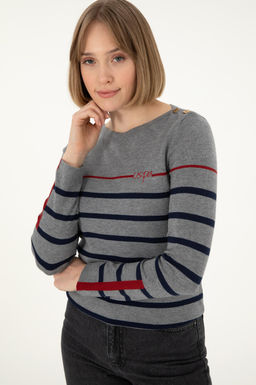 Женский свитер антрацитового меланжевого цвета с круглым вырезом Неожиданная скидка в корзине - U.s. polo assn фото 3