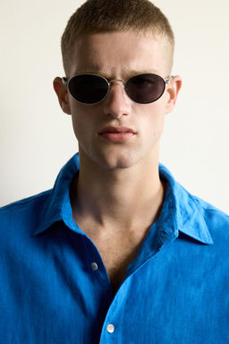 CAMISA RELAXED FIT 100% LINO / Azul el?ctrico - Zara фото 6