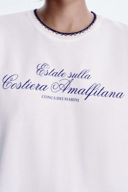 CHUNKY KNIT COLLAR SLOGAN T-SHIRT - Zara фото 3